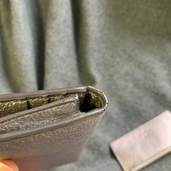 H Halston Silver/Grey Metallic finish wallet with Zip Card Holder - Picture 7 of 7